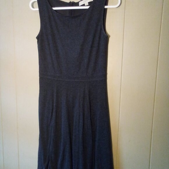 Ann Taylor Loft Dress Women 0 Sleeveless Back Zipper Dark Gray - Picture 2 of 13